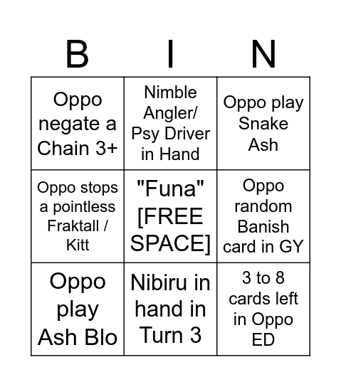 Funa MD Bingo Card