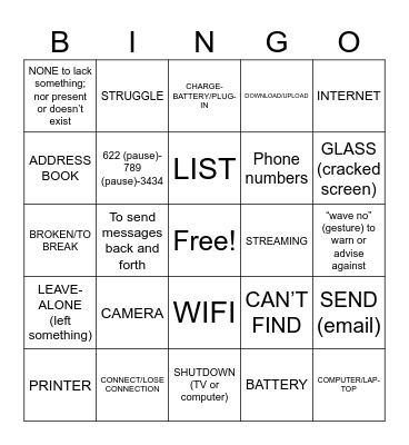 PLI Unit 12 L 1,2,3 Bingo Card