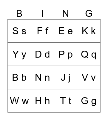 Alphabet Bingo Card