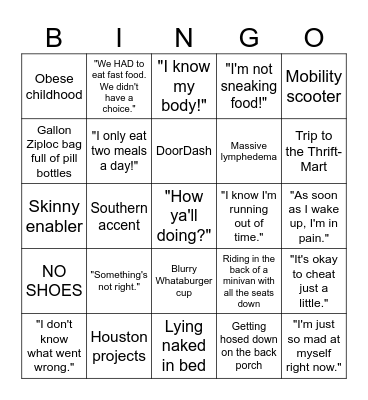 My 600 Pound Life Bingo Card