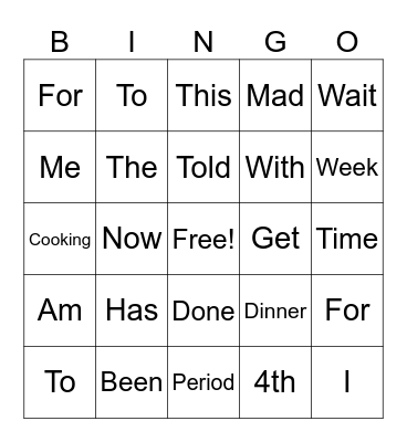 Getting to know you Bingo Card