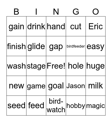 My New Hobby Bingo Card