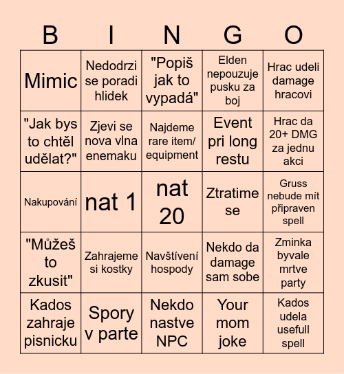 D&D Bingo Card