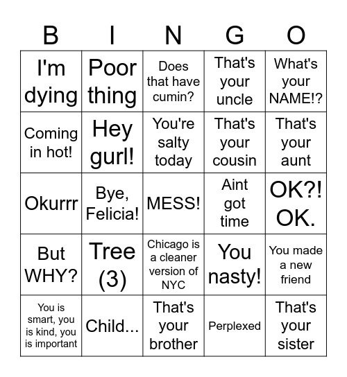 Things Heard in the Reservations Office Bingo Card
