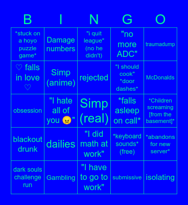 Veyllock Bingo Card