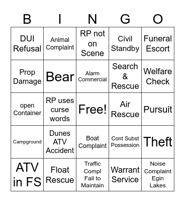 DISPATCH SUMMER BINGO Card