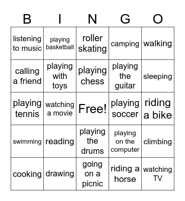 PASTIMES Bingo Card