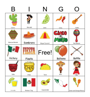 Cinco de Mayo Bingo Card