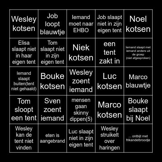 Freshtival shenanigans Bingo Card