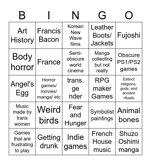 What you have in common with Vi Bingo Card