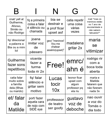 School bingo Card