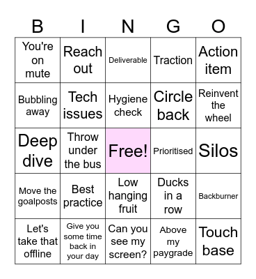 Corporate Lingo Bingo Card