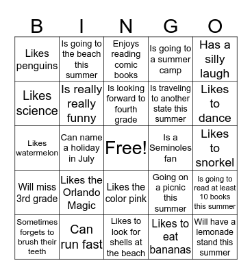 Schultes Scholars Bingo Card