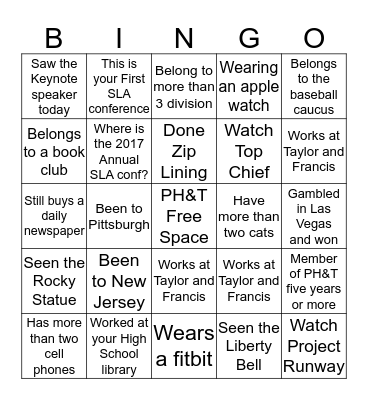 PH&T Bingo Game Bingo Card
