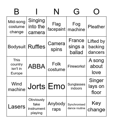 EUROVISION 2024 Bingo Card