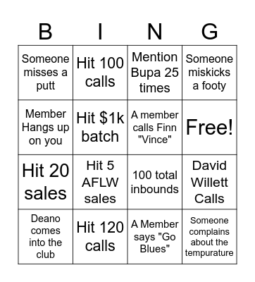Membership Bingo Card
