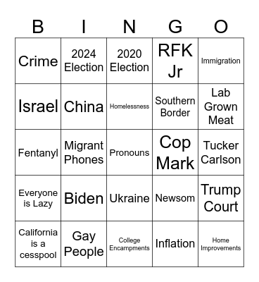 Mark Dad Bingo Card