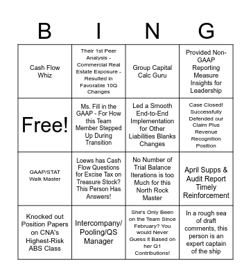 Accounting Policy & External Reporting Recognitions Bingo Card
