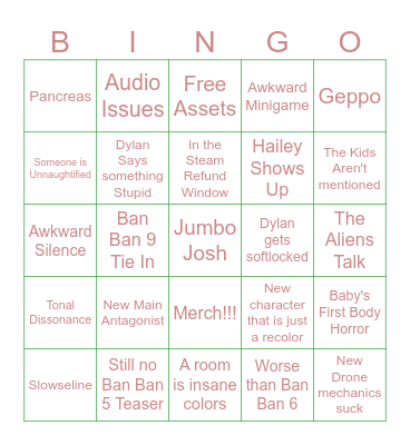 Jumbo Josh Bingo Card