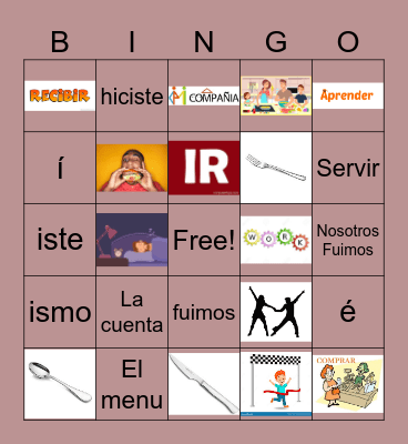 Comida y el Tiempo Pasado Bingo Card