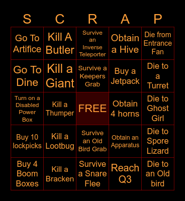 {LOCKOUT} VANILLA LETHAL BINGO Card