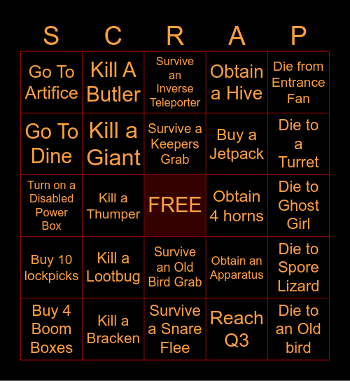 {LOCKOUT} VANILLA LETHAL BINGO Card