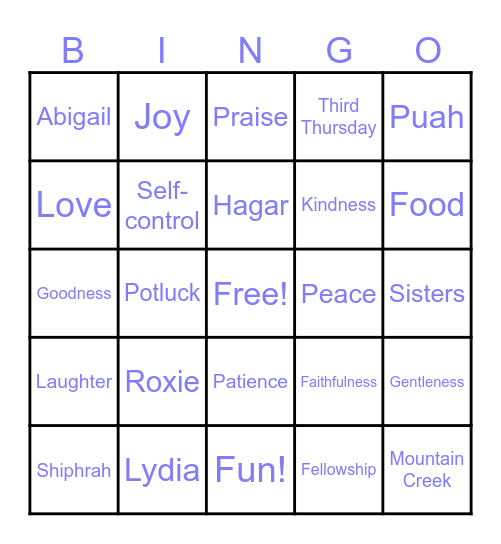 Bingo - Joy Group Style! Bingo Card