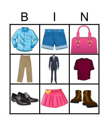 Clothes Bingo Card