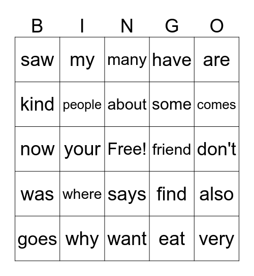 G1 Bingo Card