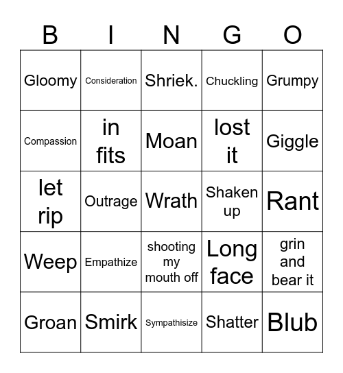 Unit 8: Vocab Bingo Card