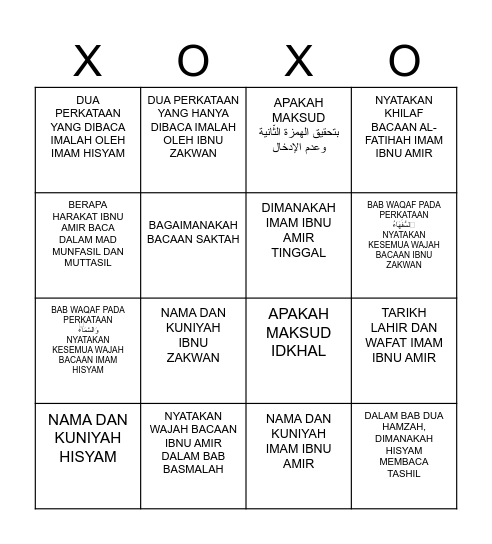 QIRAAT IBNU AMIR Bingo Card