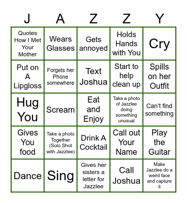 Jazzlee’s Bachelorette Bingo Card