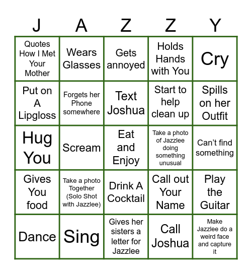 Jazzlee’s Bachelorette Bingo Card