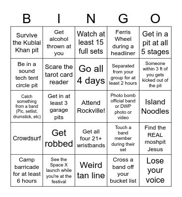 Rockville 2024 Bingo Card