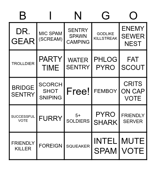 TF2 SKIAL 2FORT BINGO Card