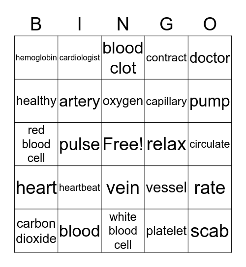 CIRCULATORY SYSTEM Bingo Card