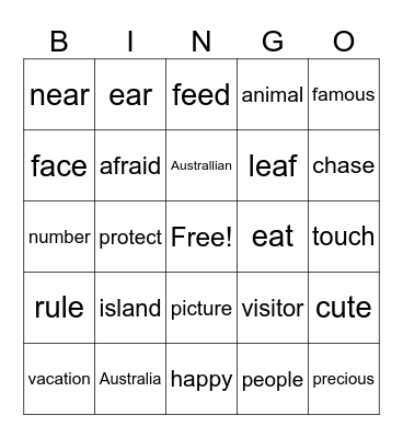 Lesson 2 Bingo Card