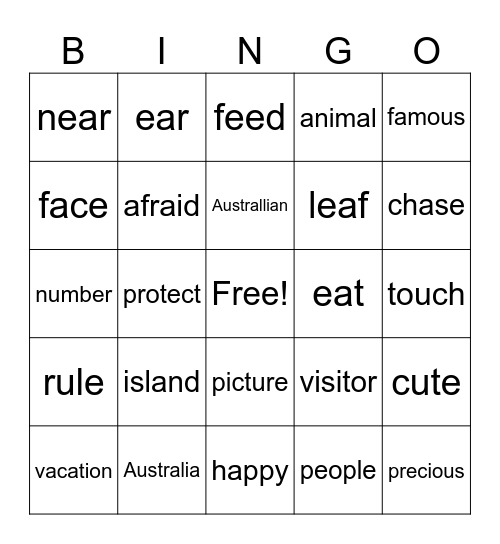 Lesson 2 Bingo Card