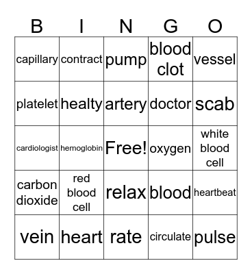 CIRCULATORY SYSTEM Bingo Card