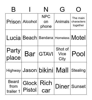 Adam's lucky Bingo Card