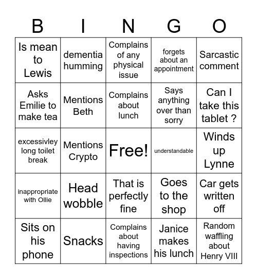 Miles Bingo Card