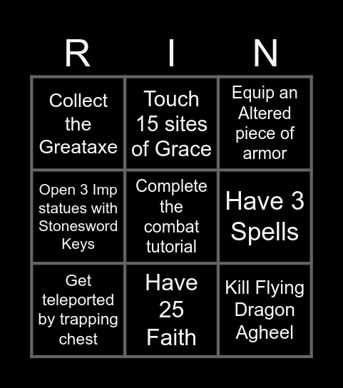 Elden Ring Bingo Card