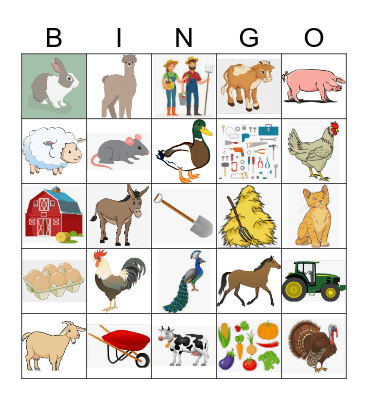 On the Farm Bingo Card