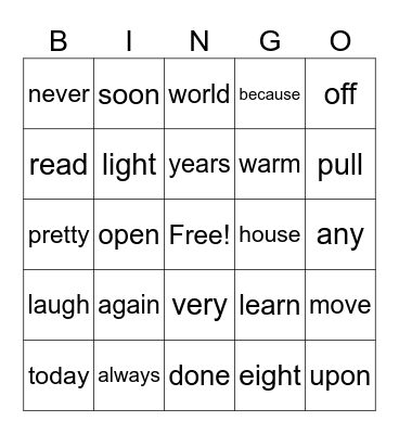 ELA Bingo Card