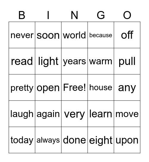 ELA Bingo Card