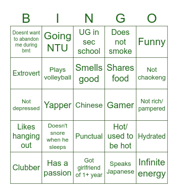 Buddy Bingo Card