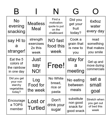 TOPS NS5273 WEEK 4 Bingo Card