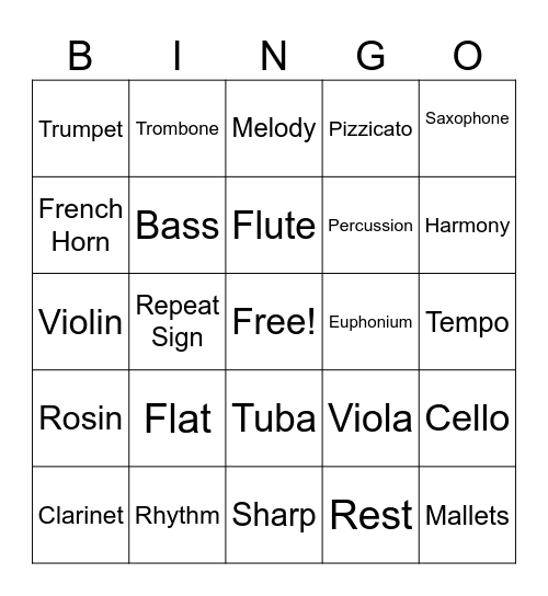 Music Bingo Card