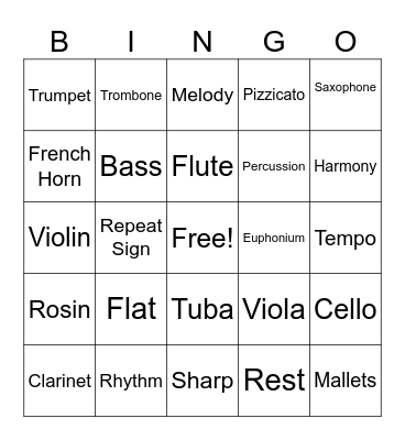 Music Bingo Card