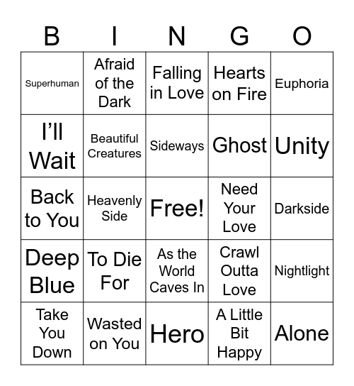 Feel Good EDM Bingo Card